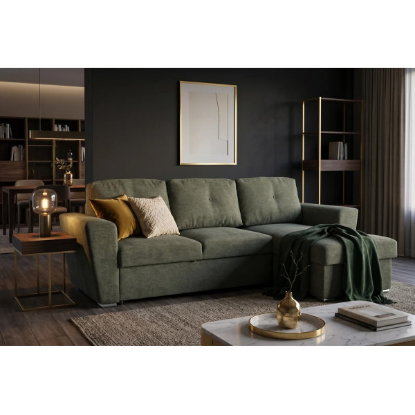 FLEXI sarokkanapé ágyfunkcióval 245 cm – zöld
