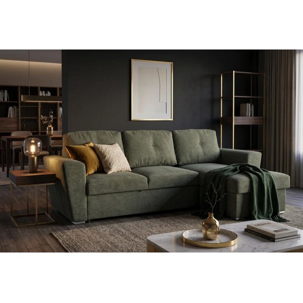 FLEXI sarokkanapé ágyfunkcióval 245 cm – zöld