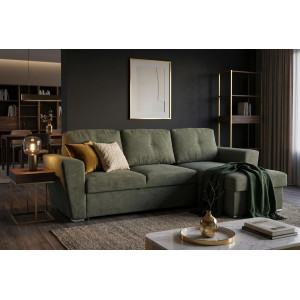 FLEXI sarokkanapé ágyfunkcióval 245 cm – zöld