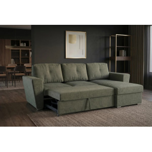 FLEXI sarokkanapé ágyfunkcióval 245 cm – zöld