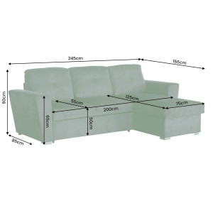 FLEXI sarokkanapé ágyfunkcióval 245 cm – zöld