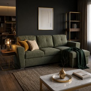 FLEXI sarokkanapé ágyfunkcióval 245 cm – zöld INVICTA