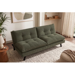 NESTY kordbársony kanapéágy 190 cm – zöld / fekete