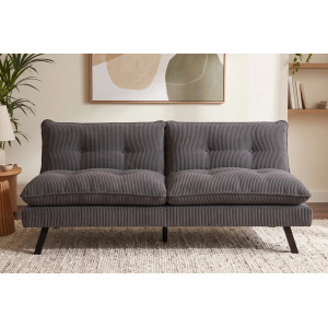 NESTY kordbársony kanapéágy 190 cm – szürke / fekete