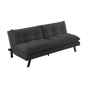 NESTY kordbársony kanapéágy 190 cm – szürke / fekete