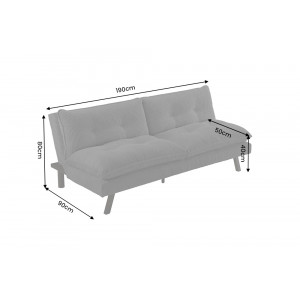NESTY kordbársony kanapéágy 190 cm – szürke / fekete