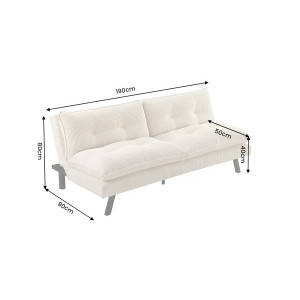 NESTY kordbársony kanapéágy 190 cm – bézs / fekete