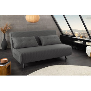 FLIP kordbársony fotelágy 140 cm – szürke / fekete