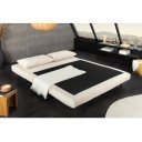 FLIP kordbársony fotelágy 140 cm – bézs / fekete