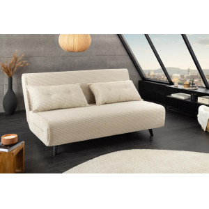FLIP kordbársony fotelágy 140 cm – bézs / fekete