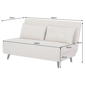 FLIP kordbársony fotelágy 140 cm – bézs / fekete