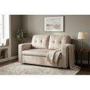 NAPPER bársony kanapéágy 142 cm – pezsgőbézs / fekete