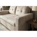 NAPPER bársony kanapéágy 142 cm – pezsgőbézs / fekete