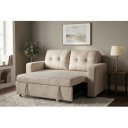 NAPPER bársony kanapéágy 142 cm – pezsgőbézs / fekete