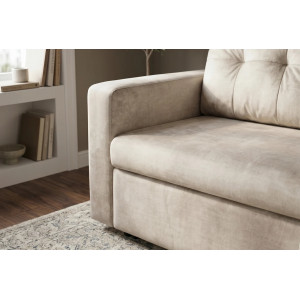 NAPPER bársony kanapéágy 142 cm – pezsgőbézs / fekete