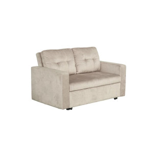 NAPPER bársony kanapéágy 142 cm – pezsgőbézs / fekete