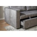 NAPPER bársony kanapéágy 142 cm – szürke / fekete