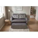 NAPPER bársony kanapéágy 142 cm – szürke / fekete