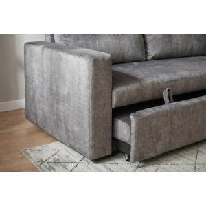NAPPER bársony kanapéágy 142 cm – szürke / fekete