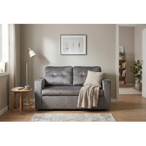 NAPPER bársony kanapéágy 142 cm – szürke / fekete