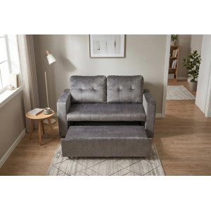 NAPPER bársony kanapéágy 142 cm – szürke / fekete