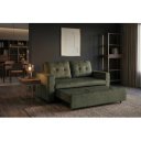 NAPPER bársony kanapéágy 142 cm – zöld / fekete
