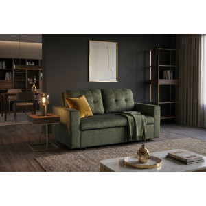 NAPPER bársony kanapéágy 142 cm – zöld / fekete