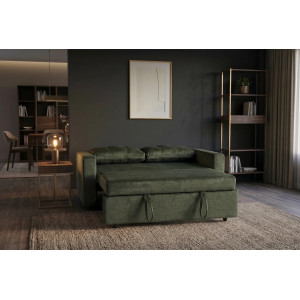 NAPPER bársony kanapéágy 142 cm – zöld / fekete