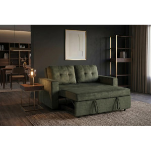 NAPPER bársony kanapéágy 142 cm – zöld / fekete