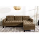 LOUNGE kordbársony sarokkanapé 220 cm – világosbarna