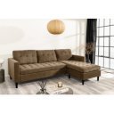 LOUNGE kordbársony sarokkanapé 220 cm – világosbarna