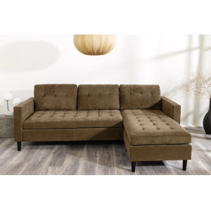 LOUNGE kordbársony sarokkanapé 220 cm – világosbarna