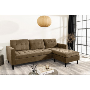 LOUNGE kordbársony sarokkanapé 220 cm – világosbarna
