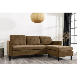LOUNGE kordbársony sarokkanapé 220 cm – világosbarna