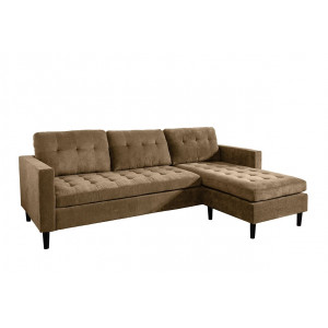 LOUNGE kordbársony sarokkanapé 220 cm – világosbarna