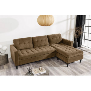 LOUNGE kordbársony sarokkanapé 220 cm – világosbarna
