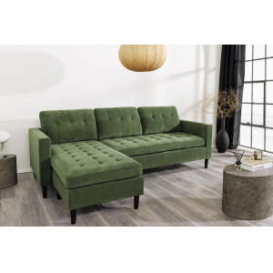 LOUNGE kordbársony sarokkanapé 220 cm – zöld