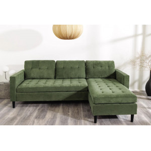 LOUNGE kordbársony sarokkanapé 220 cm – zöld
