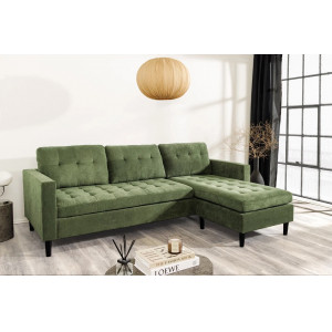 LOUNGE kordbársony sarokkanapé 220 cm – zöld