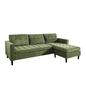 LOUNGE kordbársony sarokkanapé 220 cm – zöld