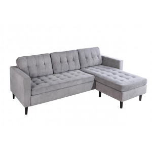 LOUNGE kordbársony sarokkanapé 220 cm – szürke