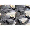 NAPPER kordbársony kanapéágy 180 cm – szürke / fekete