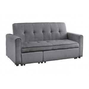 NAPPER kordbársony kanapéágy 180 cm – szürke / fekete