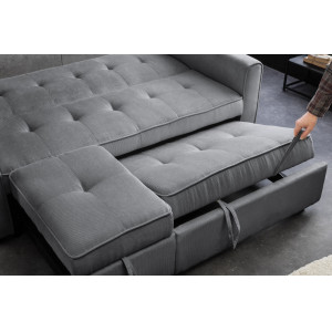 NAPPER kordbársony kanapéágy 180 cm – szürke / fekete
