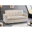 NAPPER kordbársony kanapéágy 180 cm – bézs / fekete