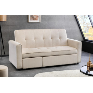 NAPPER kordbársony kanapéágy 180 cm – bézs / fekete
