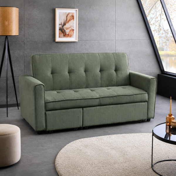 NAPPER kordbársony kanapéágy 180 cm – zöld