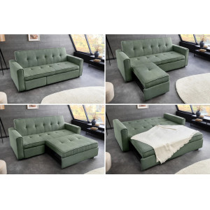 NAPPER kordbársony kanapéágy 180 cm – zöld