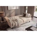 HAVEN bársony kanapéágy 220 cm – pezsgőbézs / barna