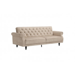 HAVEN bársony kanapéágy 220 cm – pezsgőbézs / barna
